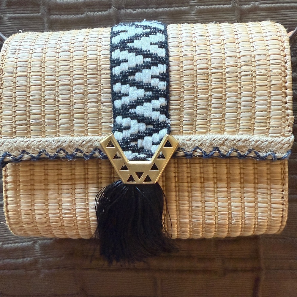 Stella & Dot Woven Tan Crossbody Bag